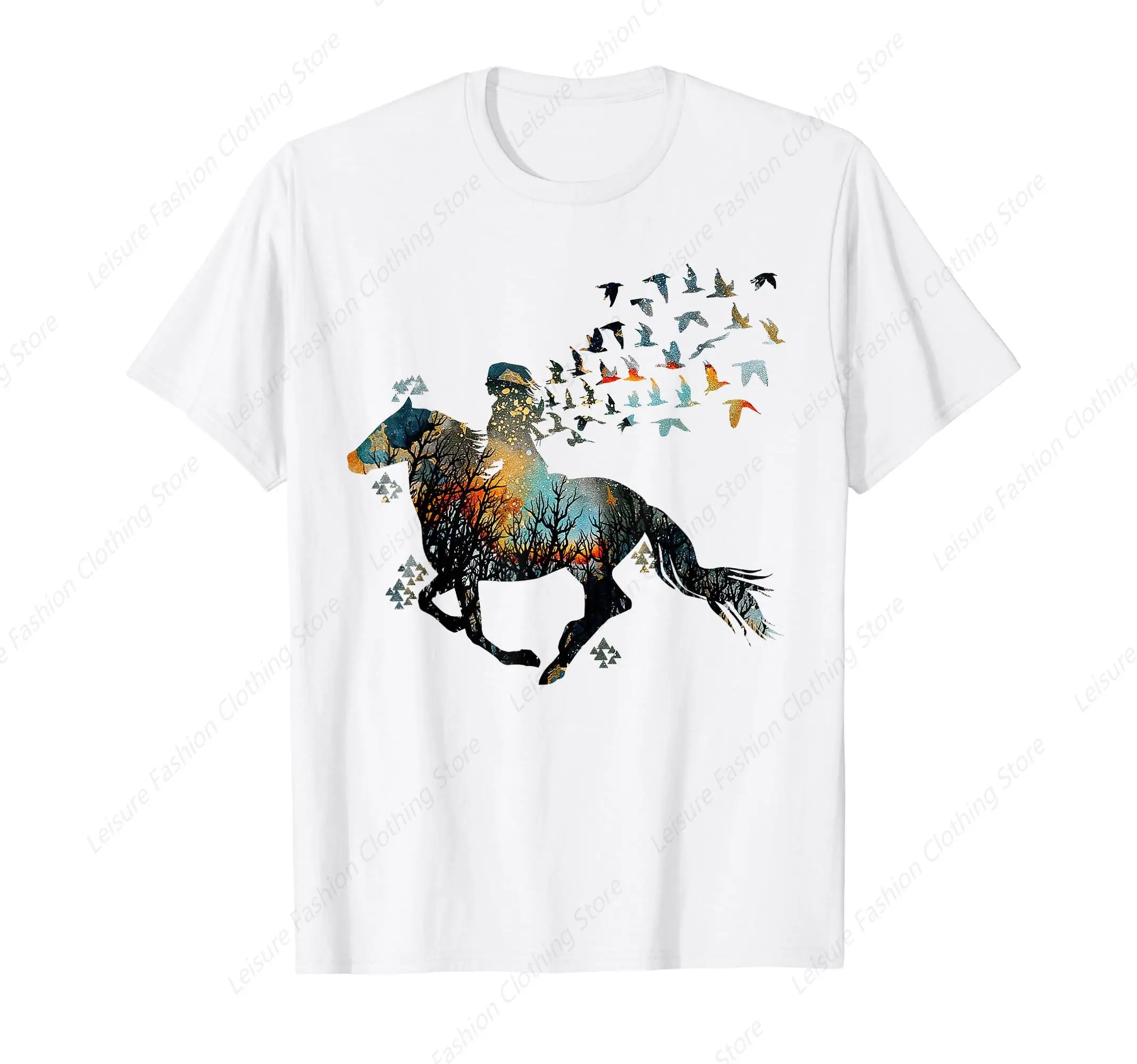 Horse Horseback Riding Life Nature Bird Horse Girls Women T-Shirt