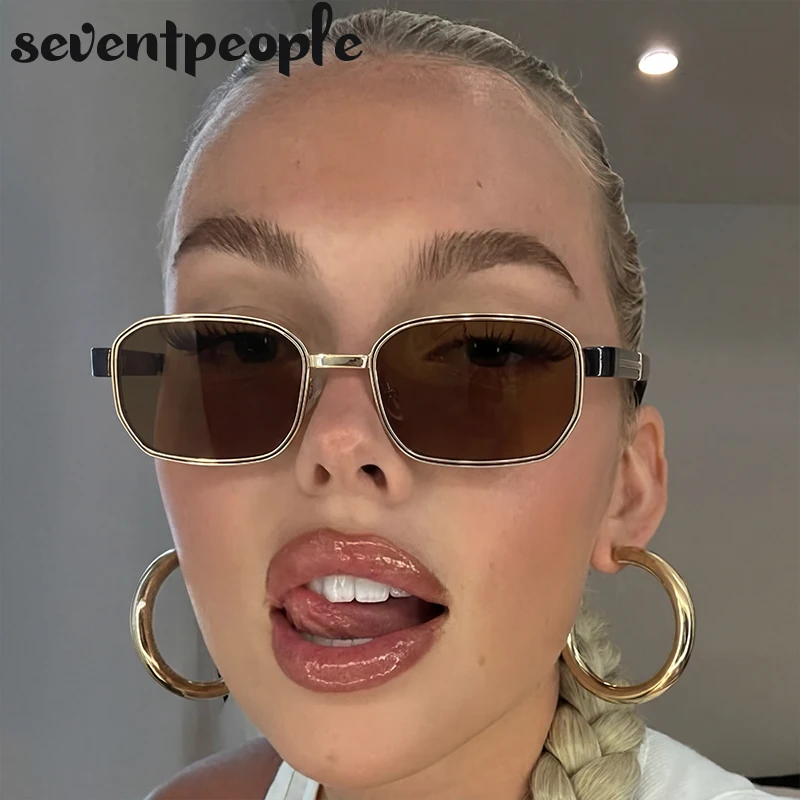 

Vintage Small Frame Rectangle Punk Sunglasses Women 2026 Luxury Designer Retro Polygon Sun Glasses For Female Travelling Shades