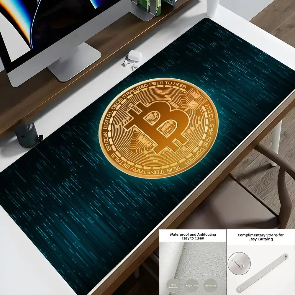 Gaming Laptops Bitcoin Mouse Pad 90X40 cm Desk Protector serene Mat PU Leather Waterproof Mouse Pad Desktop Keyboard Desk Pad