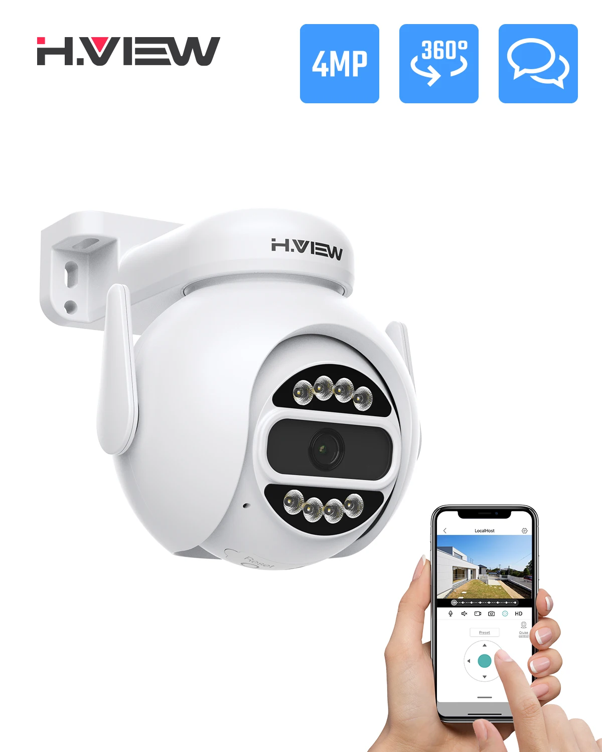 

H.VIEW 5MP PTZ IP Camera Wifi Outdoor AI Human Detection Audio 1080P Wireless Security CCTV Camera P2P RTSP Wifi