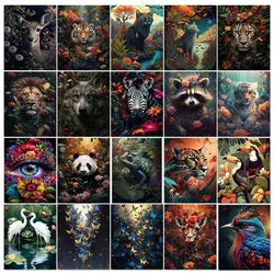 GATYZTORY Frame Paint By Numbers Animals Diy Painting By Numbers Kit Home Wall Art Canvas Painting For Unique Gift Artwork