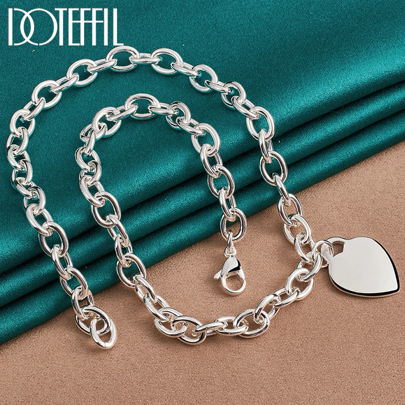 

DOTEFFIL 925 Sterling Silver 18 Inch Chain Heart Card Pendant Necklace For Women Man Wedding Engagement Fashion Jewelry