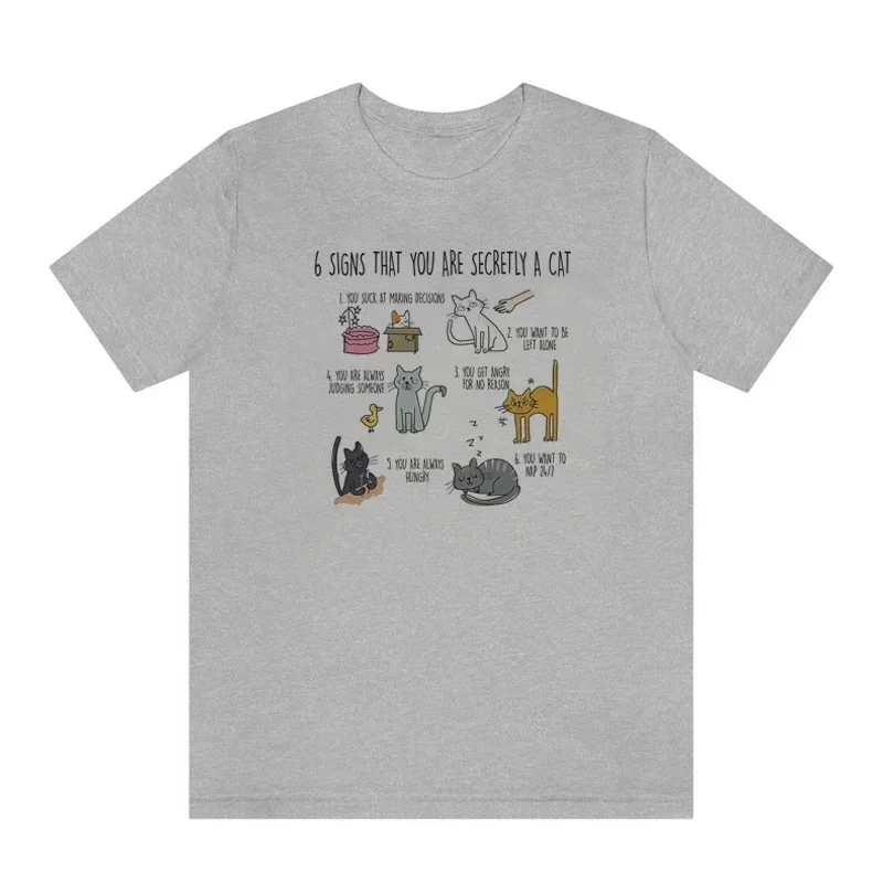 Camisetas con estampado de dibujos animados Kawaii para mujer, Camiseta holgada de manga corta, playera con estampado de gato para mujer