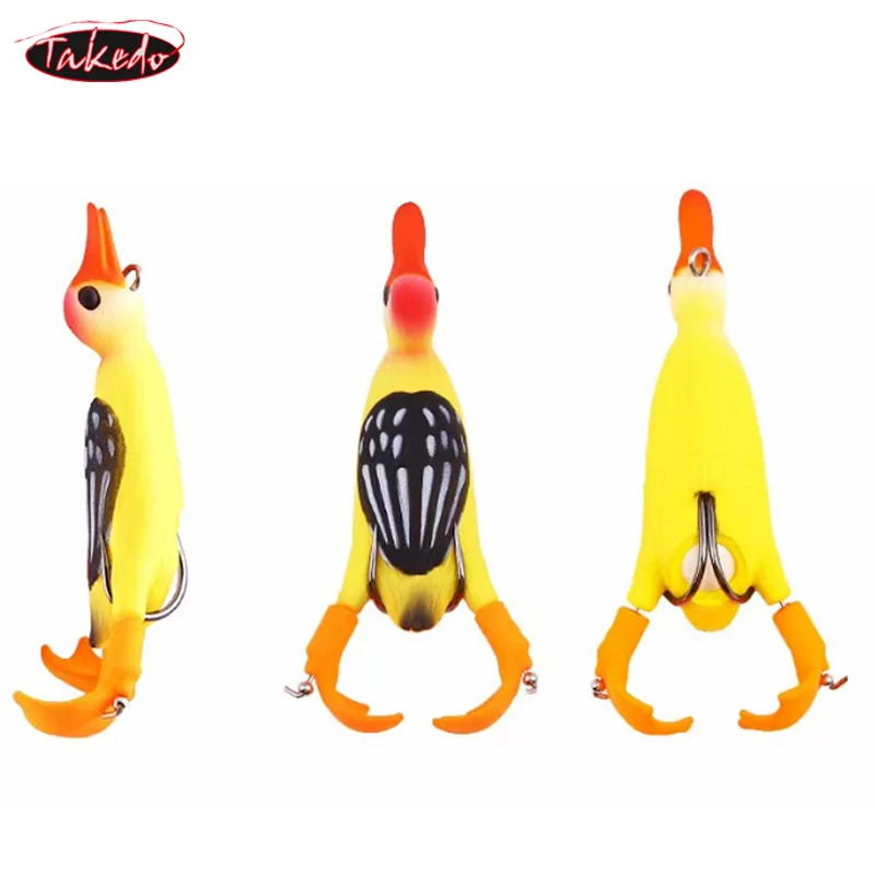 TAKEDO 9.5CM14G Topwater Frog Lure Trolling Spin Bait Tractor Duck Lure With 6# Treble Hook Propeller Bait For Snakehead Pike