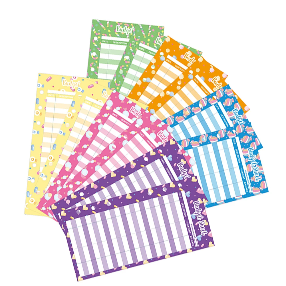 

24 Pcs Candy Print Card Budget Planner Paper Budgeting Tools Tracker Cash Binder Envelopes for System