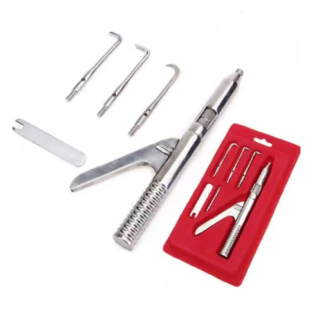 1 Set Dental Automatic Single‑handed Crown & Bridge Remover Gun Stainless Steel Dental Instrument With 3 Replaceable Working Tip