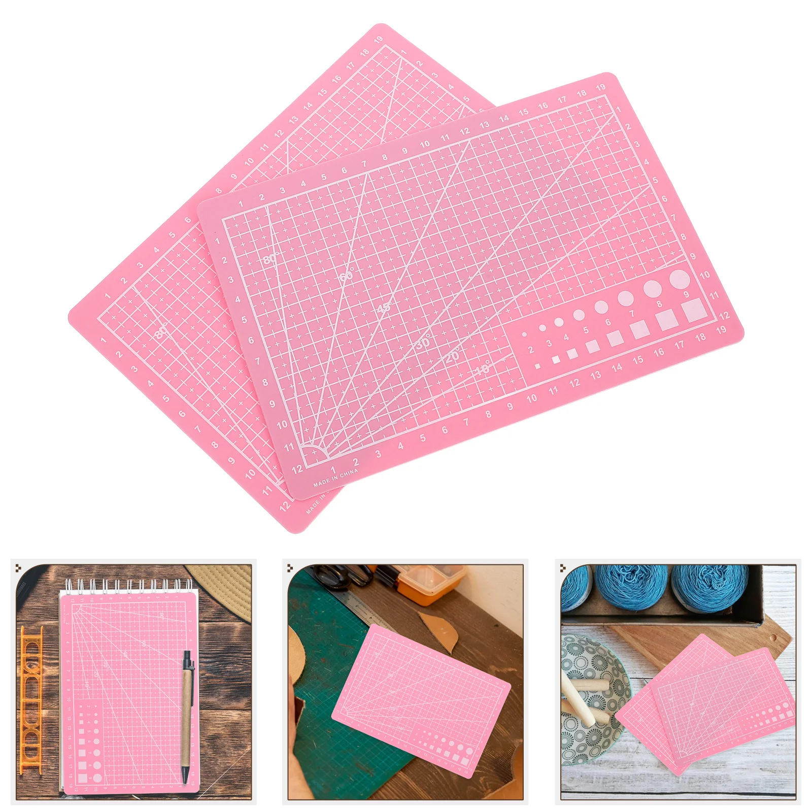 2Pcs A5 Dual-Sided Cutting Mat Self-Healing PVC Craft Board with Precision Grid for Sewing DIY Projects Scrapbooking