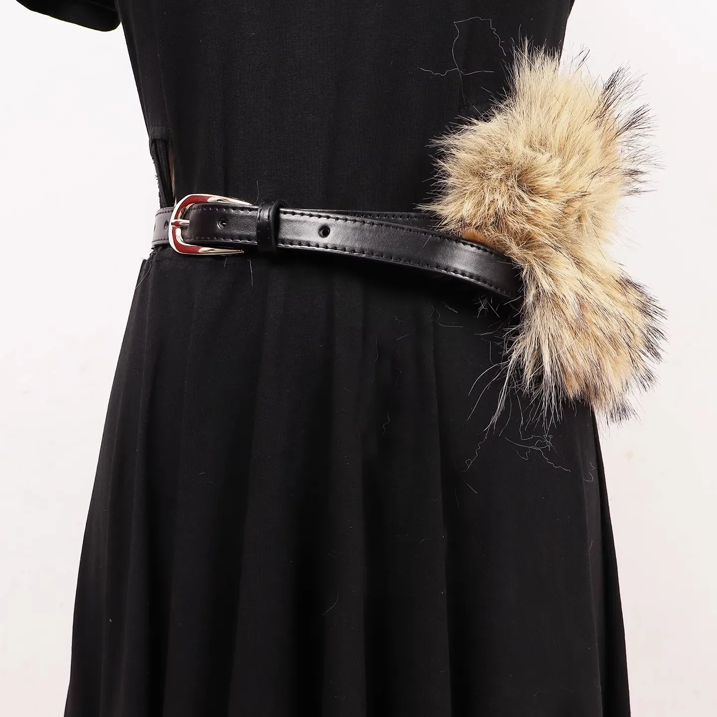 フェイクファー PU レザーベルト女性のヴィンテージカマーバンド女性ドレスコルセットウエストバンドベルト装飾ナローベルト R3023