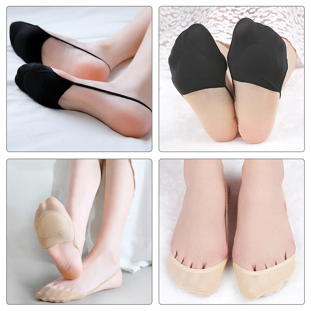 2 Pairs Invisible Stocking Suspenders Sling Back Socks Heel for Women Half Ordinary Toe Topper Polyester