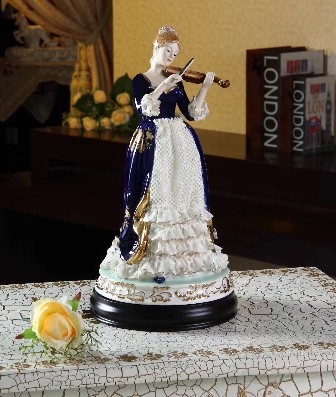 

Ceramic figure ornament violin girl