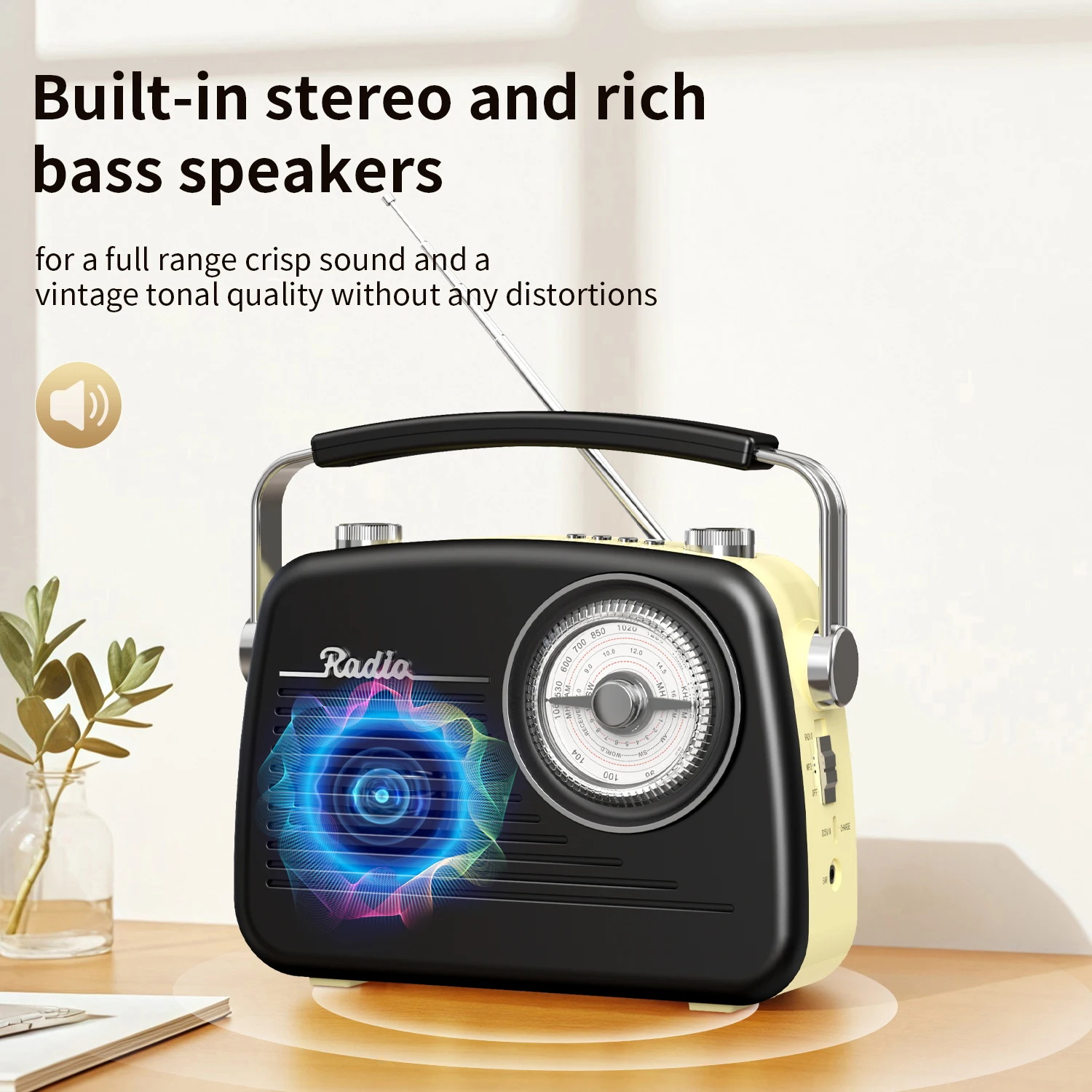 Vintage FM AM SW Radio Portable DSP Full Band Radios Receiver Wireless Bluetooth Speaker TF Card USB Music Player Rechargeable