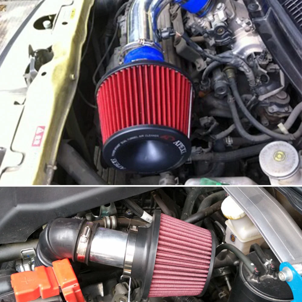 Universal Car Vehicle Intake Air Filter 75mm Dual Funnel Adapter Air Cleaner Protect Your Piston