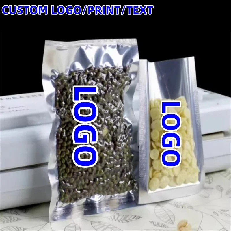 

100PCS Silver Clear Front Vacuum Sealer Bags - Heat Sealable Pouches for Coffee, Tea, Meat, Chocolate & Food Storage (Glossy)