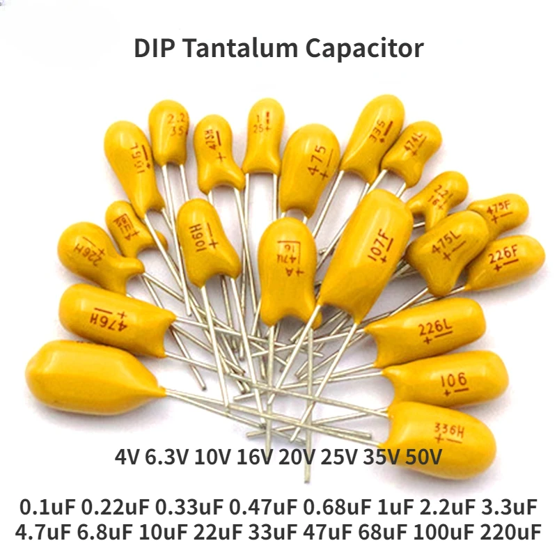 

5pcs 10v 16v 25v 35v 50v Tantalum Capacitor 1uf 2.2uf 3.3uf 4.7uf 10uf 22uf 33uf 47uf 100uf 220uf 0.1uf 0.22uf 0.47uf 0.68uf Dip