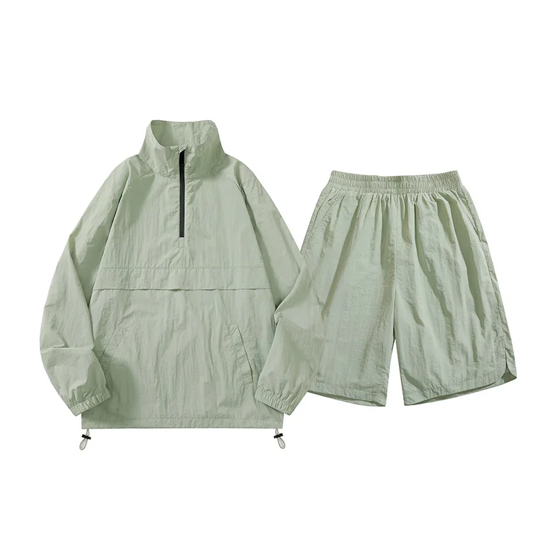 Pet Beautician Work Uniform Suit Shirt And Shorts Sunscreen Ice Sensation Outdoor Lightweight Unisex Long Sleeves Set M-5XL