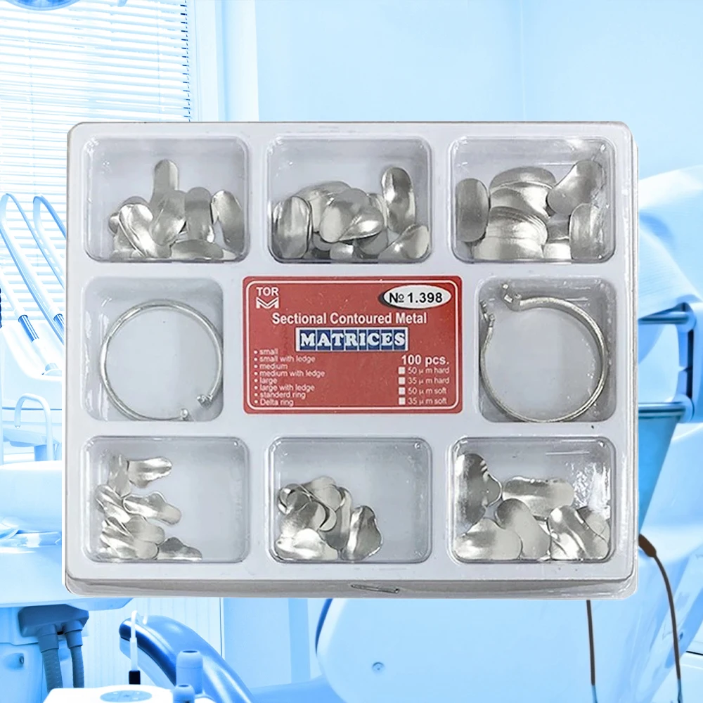 AG 100 шт., стоматологическая секционная матрица, контурная система, металлическая стоматология, зажимное разделительное кольцо из смолы, автоклавируемый стоматологический