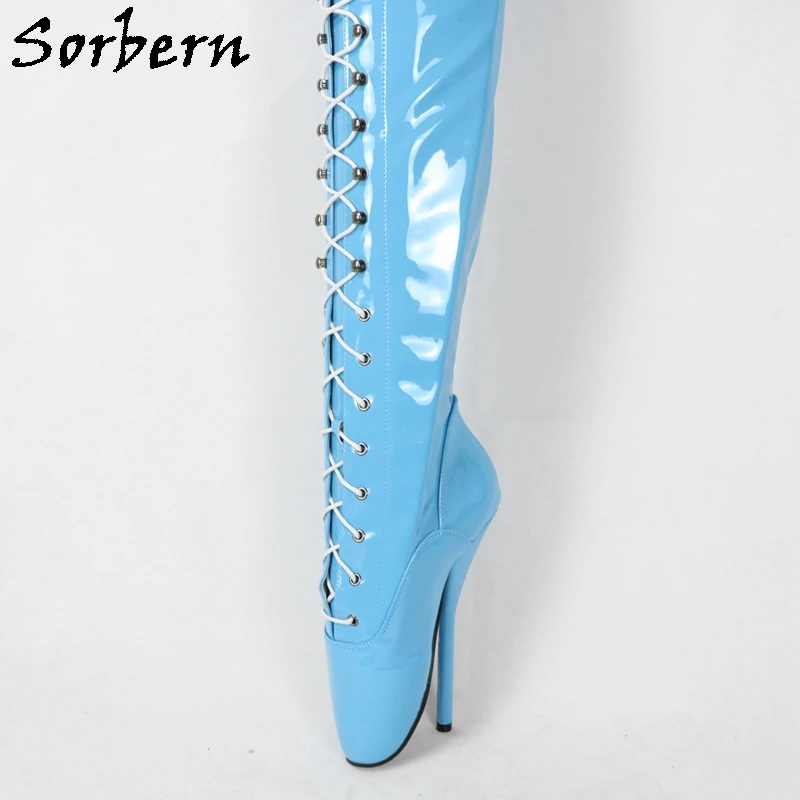 Sorbern Black Shiny Ballet Boots Women Bdsm Fetish High Heel Stilettos Unisex Paly Fun Shoe Customized Shaft Length Leg Width