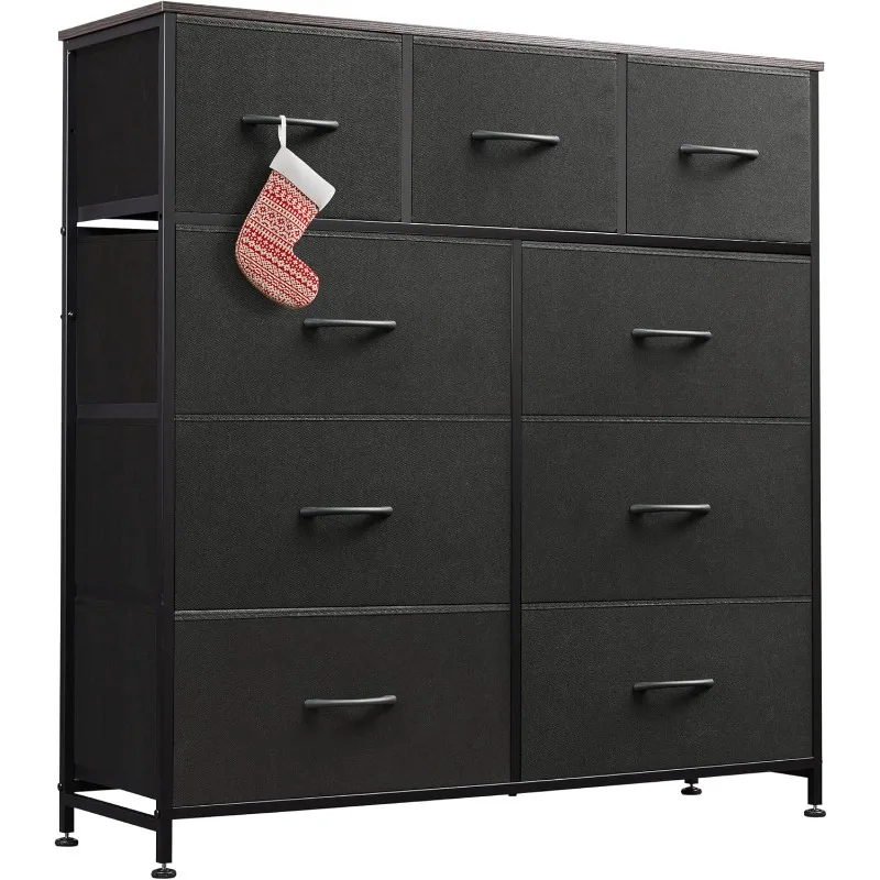 9-Drawer Dresser, Fabric Storage Tower for Bedroom, Hallway, Entryway, Closet, Tall Chest Organizer Unit with Fabric Bins,