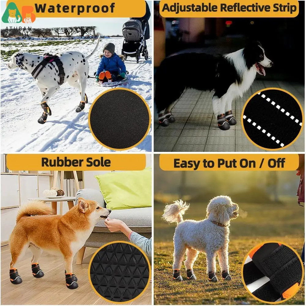 ATUBAN Dog Shoes for Dogs Anti-Slip Dog Boots&Paw Protectors for Hot Pavement Waterproof Dog Booties for Rainy Day Summer Hiking