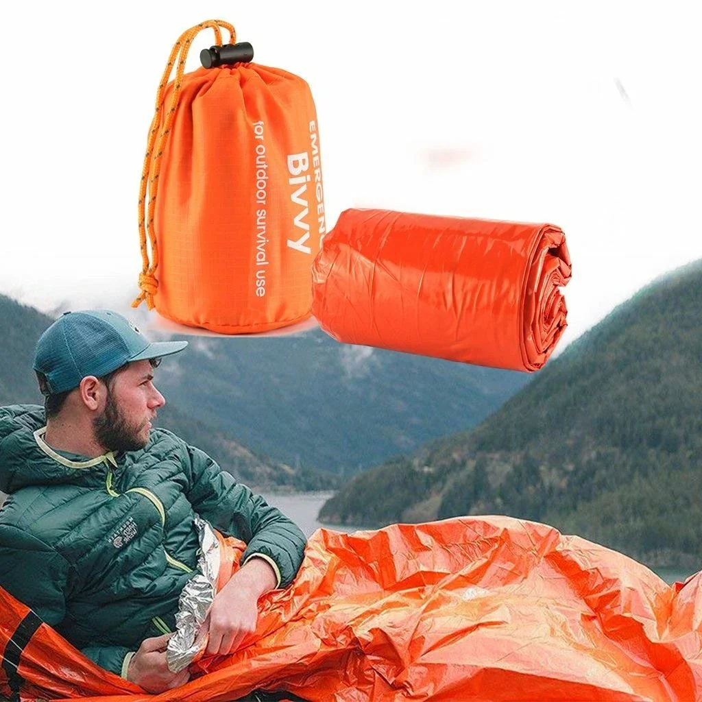 Emergency Sleeping Bag Thermal Outdoor Survival Camping Bag，range, drawstring bag, portable, foldable