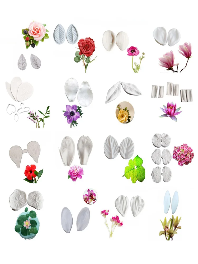 Petal Flowers Leaf Silicone Mold Craft For Chocolate Candy Cupcake Jelly Moulds Cold Porcelain Wax Candle Flower Earring Tools