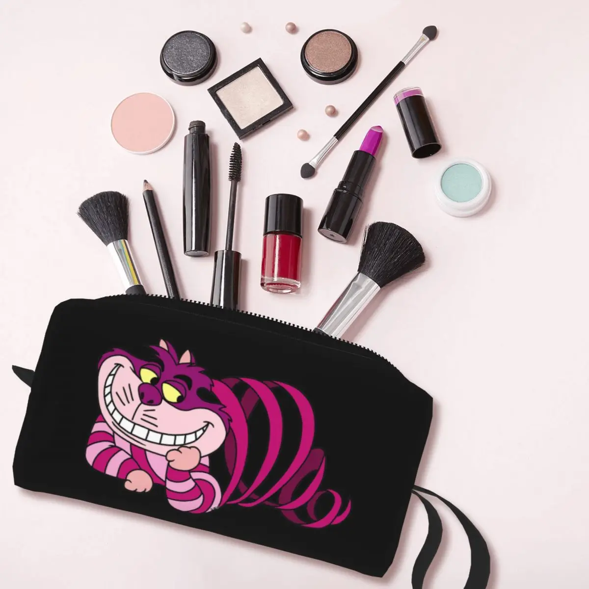 Custom Cheshire Cat Toiletry Bag for Women Alice In Wonderland Cartoon Cosmetic Makeup Organizer Ladies Storage Dopp Kit Case