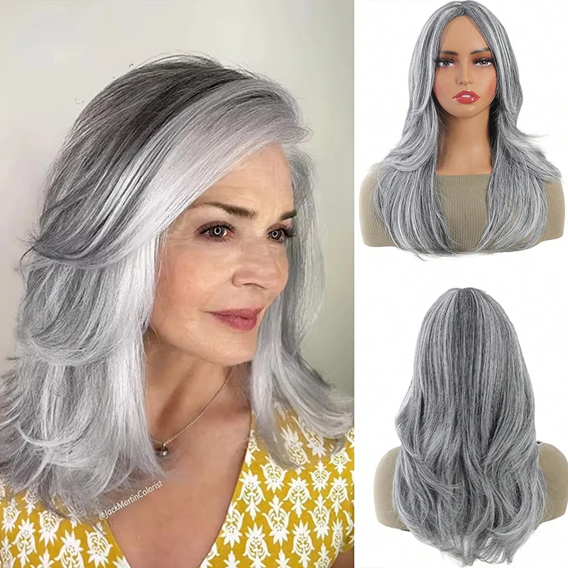 20inch Layered Wigs for Women Wavy Wig Looking Hair Replacement Wigs Synthetic Hair Wig for Daily Party Use