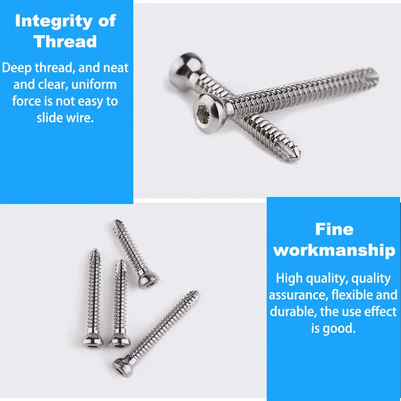 2.0MM stainless steel self-tapping screws for small animal orthopedic instruments Stainless steel hexagon socketscrews