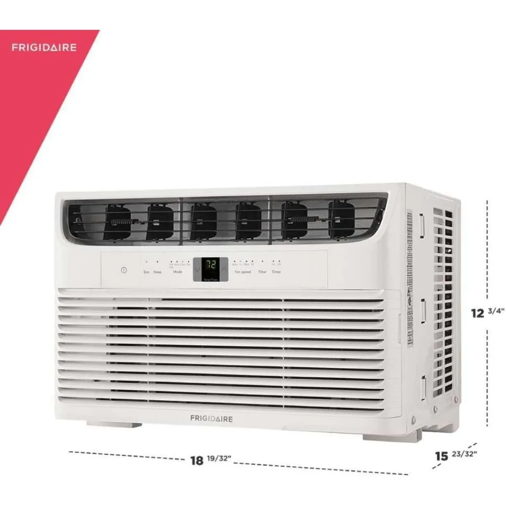 Aire acondicionado montado para habitación, 6.000 BTU con ventilador de varias velocidades, modo de reposo, temporizador programable, en blanco