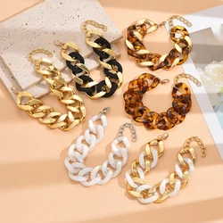 Exaggerated Cuban Curb Big Acrylic Chain Bracelet Bangle Vintage Punk Lock Bling Link Bracelets Party Jewelry Accessories