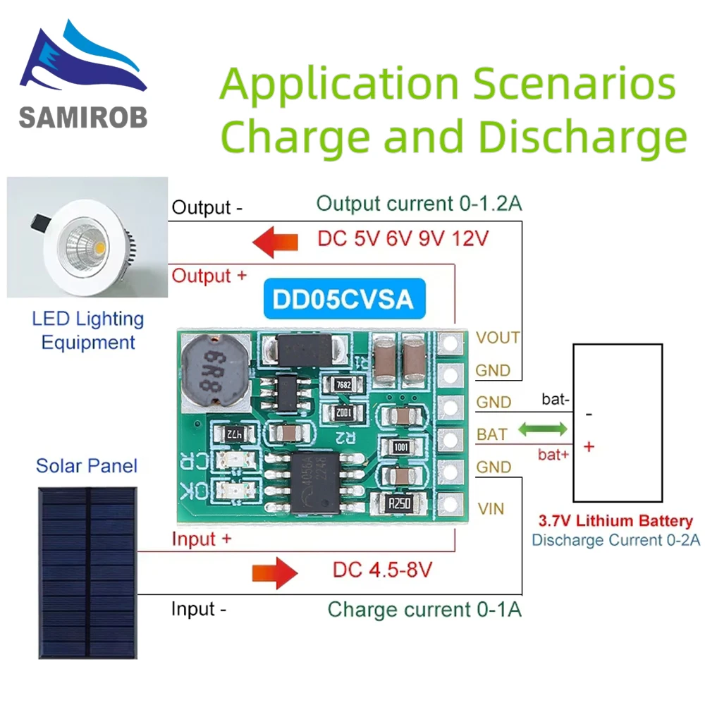 3.7V 4.2V Charger 5V 6V 9V 12V Discharger Board DC DC Converter Boost Module For Diy Solar Mobile Power Charger Module DD05CVSA