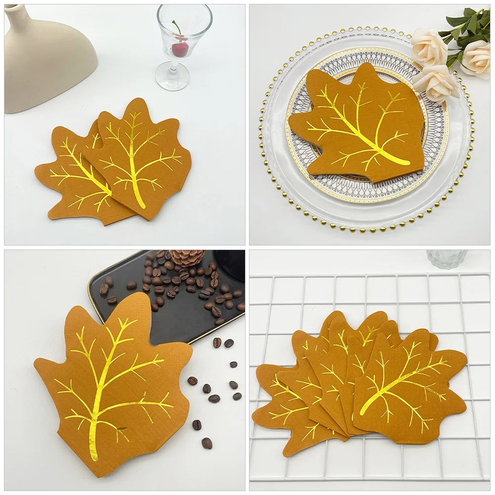 

20 Sheets Maple Leaf Napkins Fall Printed Disposable Paper Tissue Portable for Dinner Table Party Napkins Decorative Napkin