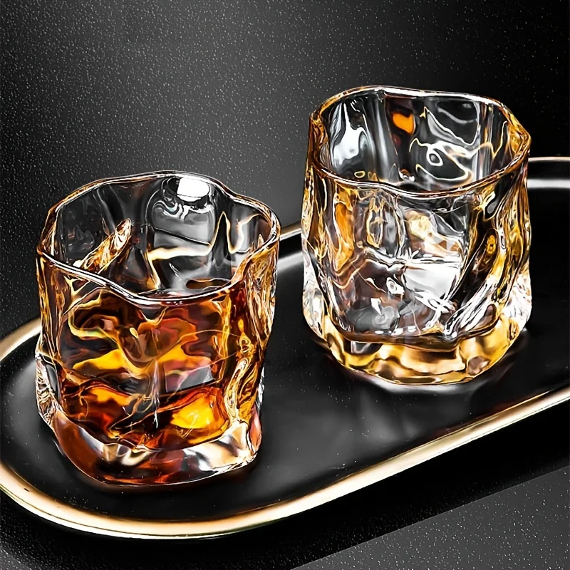 1pc 200ML Creative Whisky Glasses Heat-resistant Glass Cup Twist Tumbler for Scotch Bourbon Cognac Ideal Valentine\'s Day Gifts