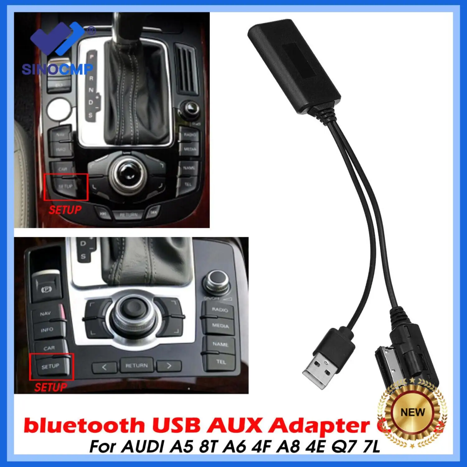 New Wireless Bluetooth Music Interface AUX Audio Cable Adapter For Audi Q7 A5 A6 A8 A6L A8L A4L All Models with MMi 2G High