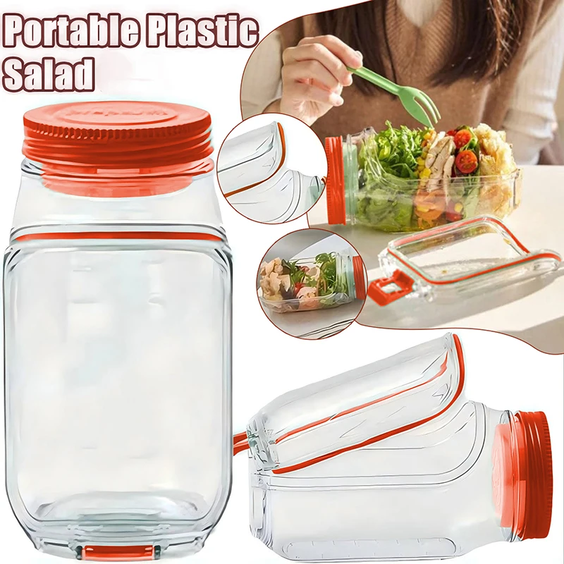 

Breakfast Fruit Storage Box Leakproof Interval Salad Box Crisper Container Salad Jars Salad Pod Reusable Plastic Keep Fresh
