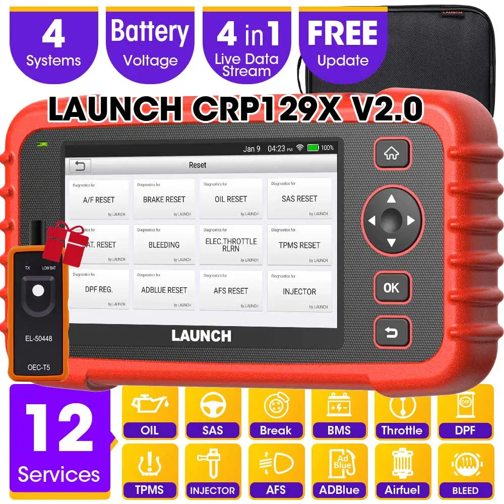 엔진 스캐너 코드 리더 진단 도구, X431 CRP129X V2.0 OBD2, ABS SRS AT 오일 SAS EPB TPMS 리셋, Creader129X OBDII 