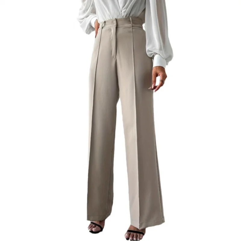 Neue modische Business-Hose mit hoher Taille, schlankmachendem, geradem Bein und Seitentaschen