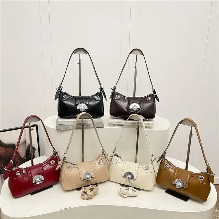 

New High-end Locomotive Armpit Bag Retro Texture Single Shoulder Oblique Span Niche Design Fashionable Women's Bag