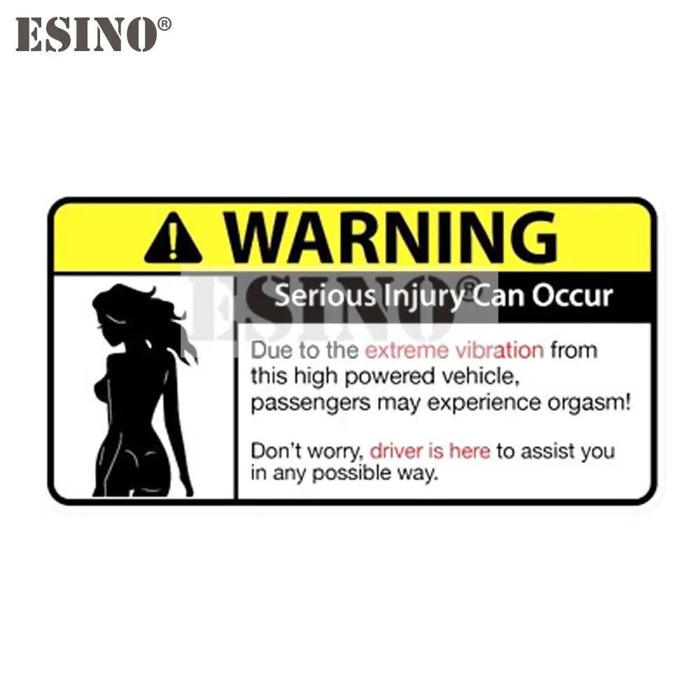 

Car Styling Creative Funny Warning Serious Jnjury Can Occur Due to Extreme Vibration PVC Car Body Sticker Pattern Vinyl Decal