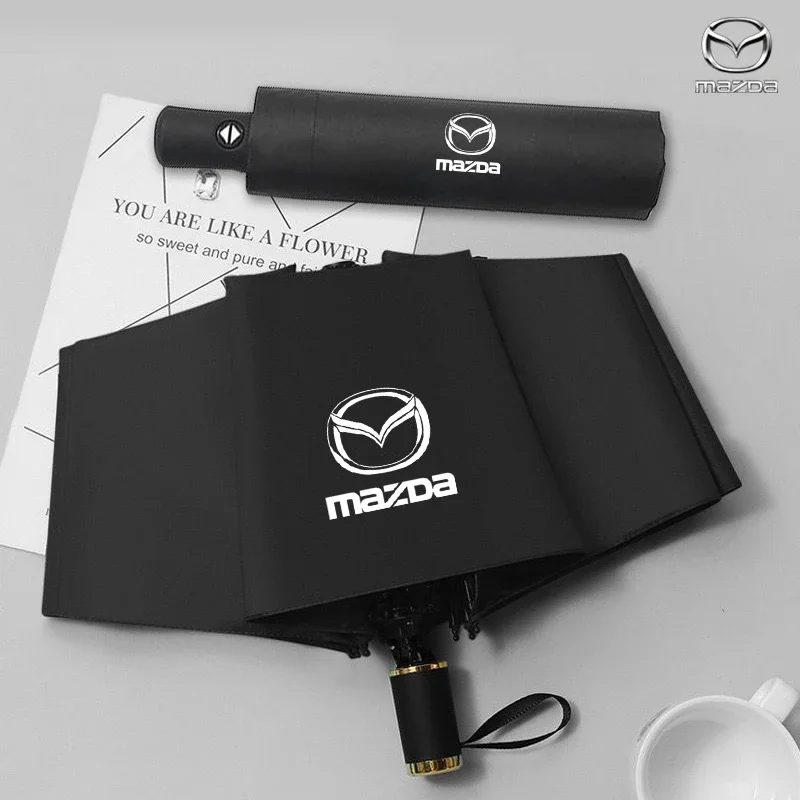 Paraguas plegable automático para coche, paraguas grande para vehículo de negocios de viaje para Mazda 3 6 BL BM GJ CX3 CX-5 CX5, accesorios para productos de coche