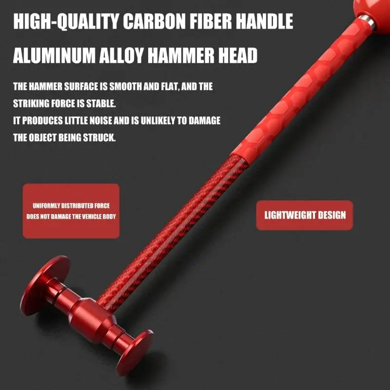 31BC Aluminum Alloy Percussion Leveling Hammer With Carbon Fiber Rod Antislip Car Dents Repair Sheet Metal Restoration Tool