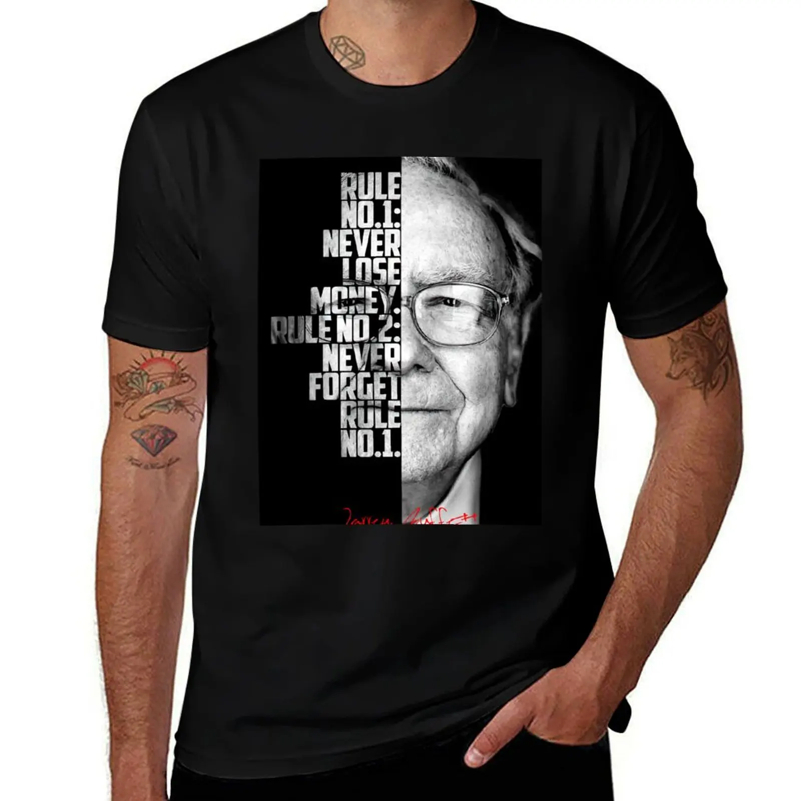 Black and white WArren Buffet Entrepreneur quote. T-Shirt Casual Lightweight Short Sleeve Top T-Shirt