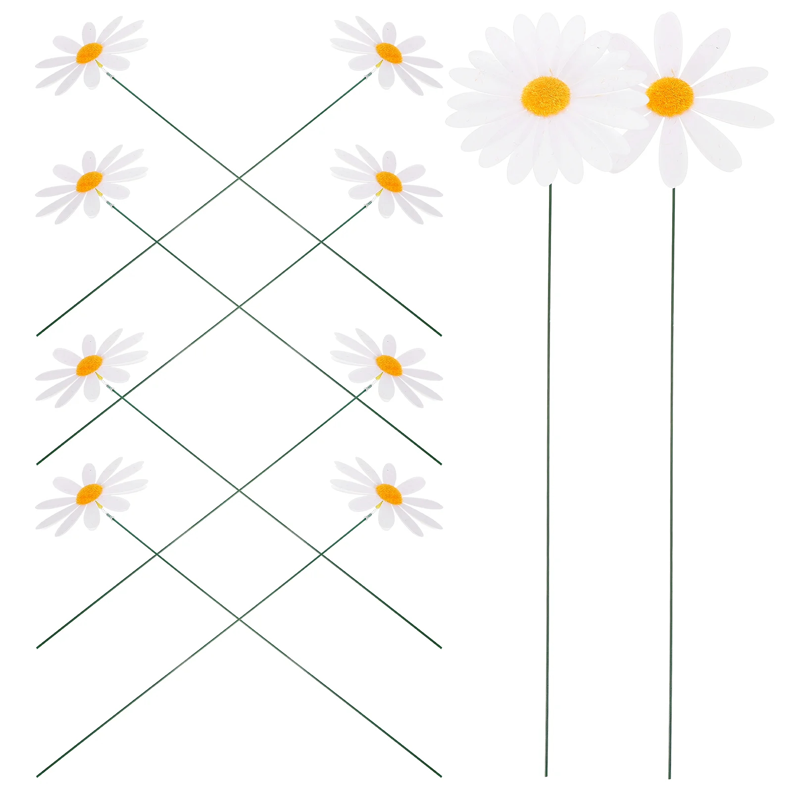 

10 Pcs Stick Garden Courtyard Decorations Pvc Simulated Daisy Flower Stem 10pcs Patio Stake Ornaments Metal