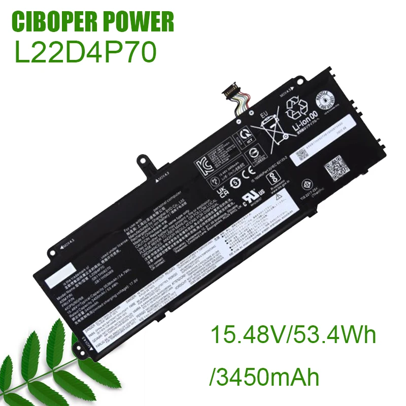 CP Laptop Battery L22D4P70 15.48V/3450mAh/53.4Wh L22B4P70 L22C4P70 L22D4P70 L22L4P70 L22M4P70 For ThinkPad X13 G4 Series