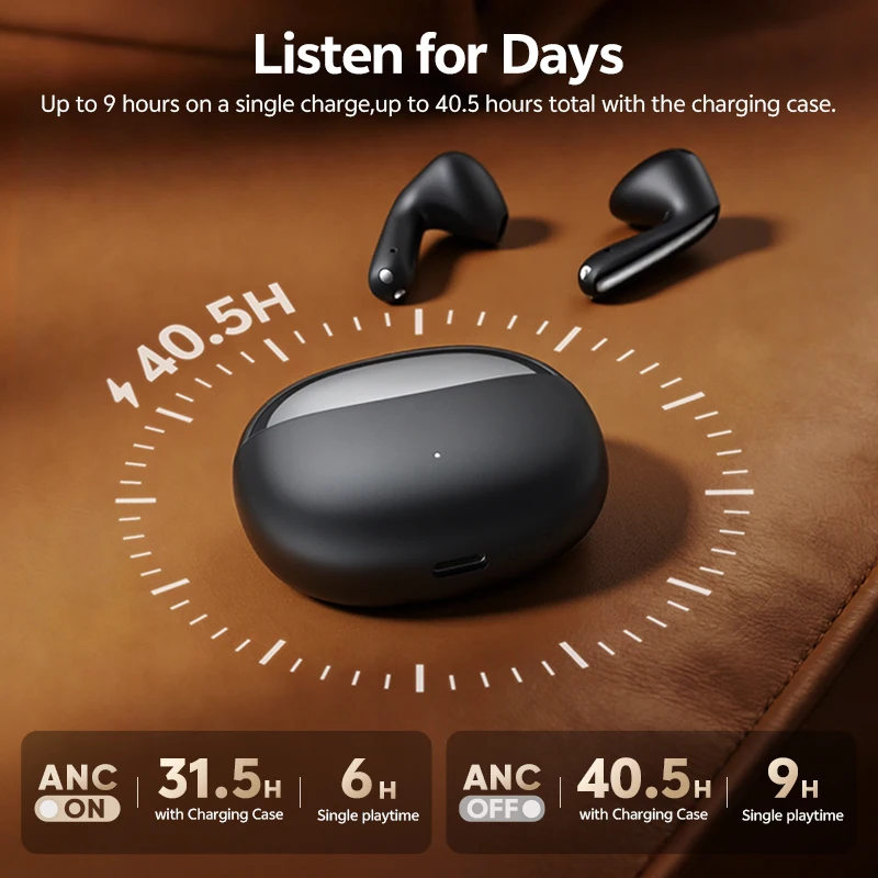 QCY AilyBuds E50 Wireless Earphone BH25HT11A Realtime Adaptive ANC Bluetooth 6.0 Earbud LDAC Hi-Res 6 Mic Multipoint Connection view 5