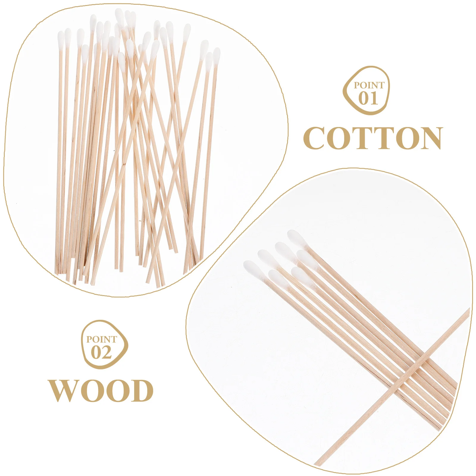 100Pcs Cotton Swabs Dust-Free Long Wooden Handle Soft Cotton Tips Ear Cleaning Makeup Medical Removal Wound Care Buds