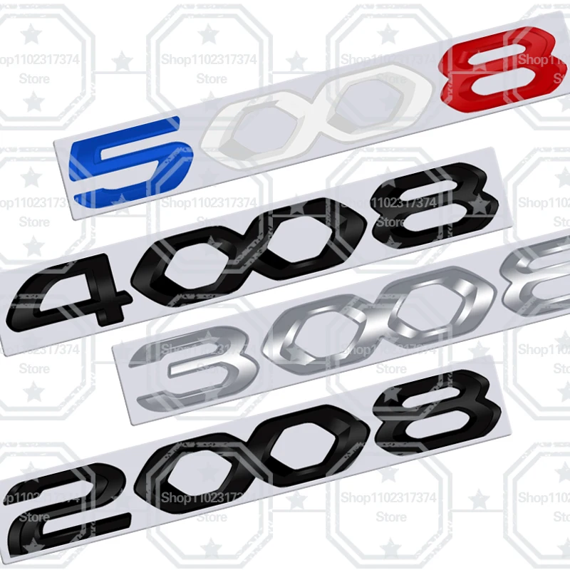 3D For Peugeot 208 308 408 508 2008 3008 4008 5008 Letter Emblem Metal Car Engine Hood Badge Decoration Rear Trunk Sticker