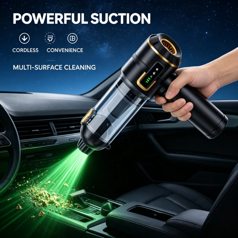 Mini Auto-Staubsauger Starke Saugkraft Kabellos 998000PA Leistungsstarker Drahtloser Auto-Reiniger Handlicher Tragbarer Staubsauger für Auto