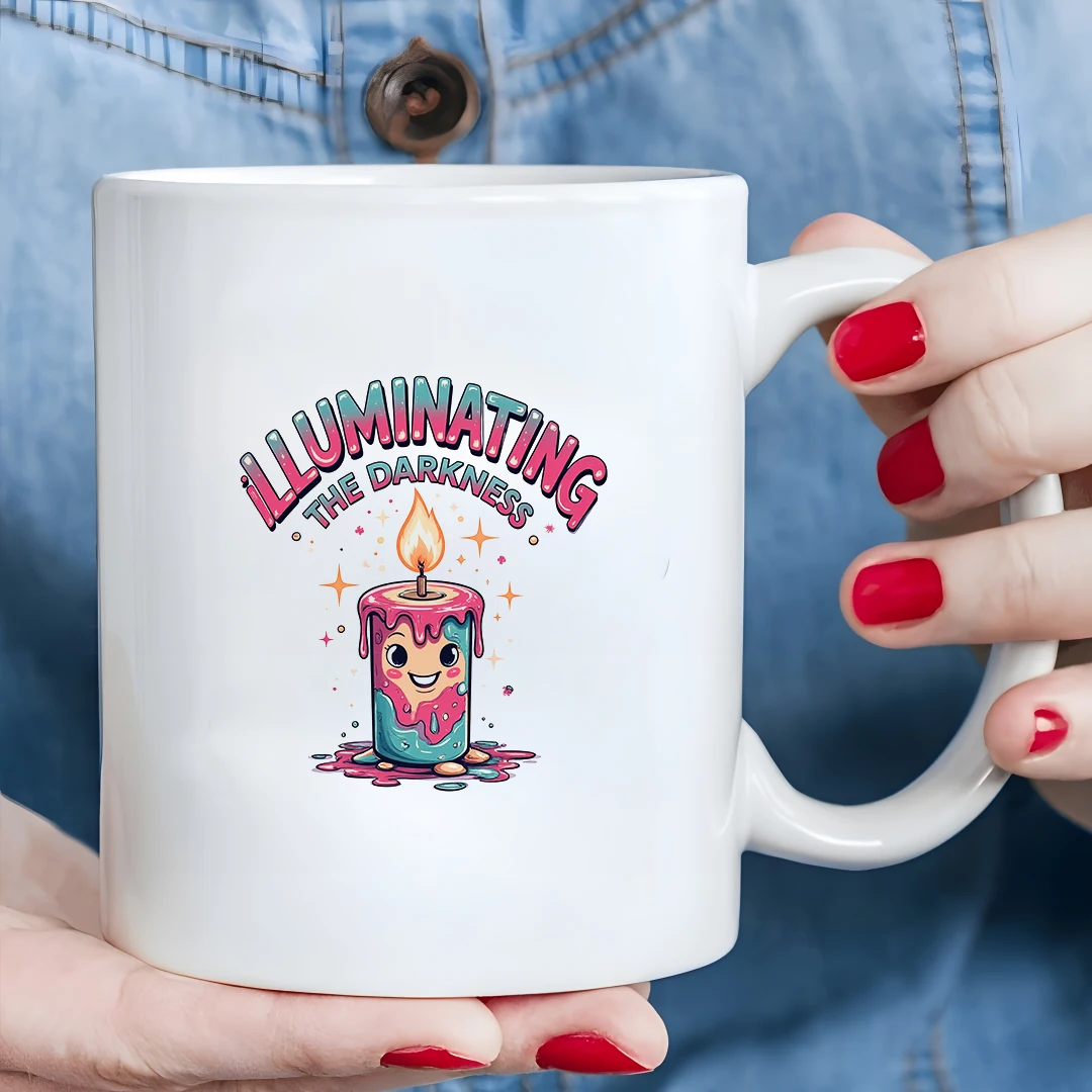 

11oz Cartoon Candle Cup Pink Blue Gradient Flame Cup Parent-Child Christmas Gift Office Home Cup