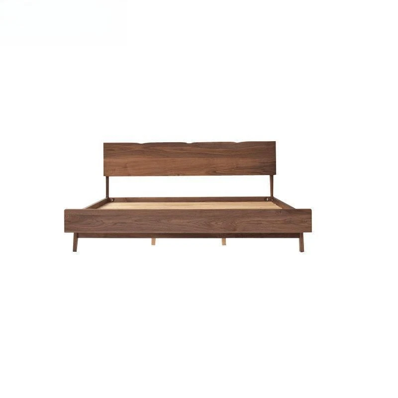 

Nordic black walnut, log bed modern minimalist, all solid wood bed Japanese minimalist, ash wood double bed